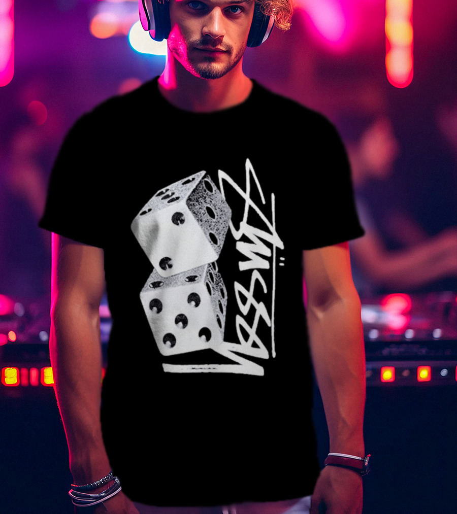 Pla Skateboarding Stussy Dice Stacked Six Side Metal T-Shirt