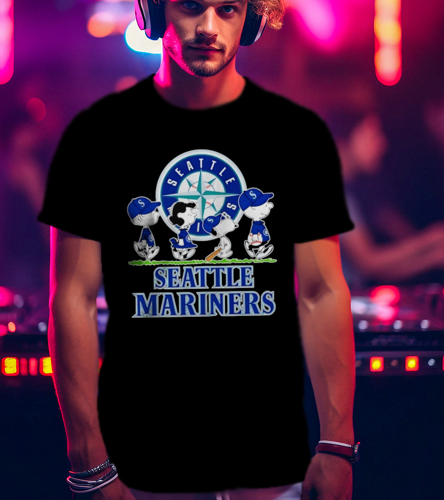Seattle Mariners Snoopy Charlie Brown Lucy Linus Abbey Road Crossover 2026 T-Shirt