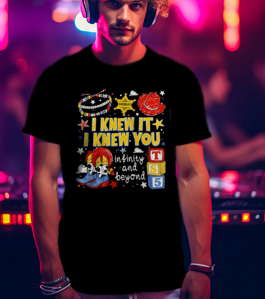 Sheriff Toy Story Cowboy Boots Infinity Blocks Badge I Knew It I Knew You T-Shirt