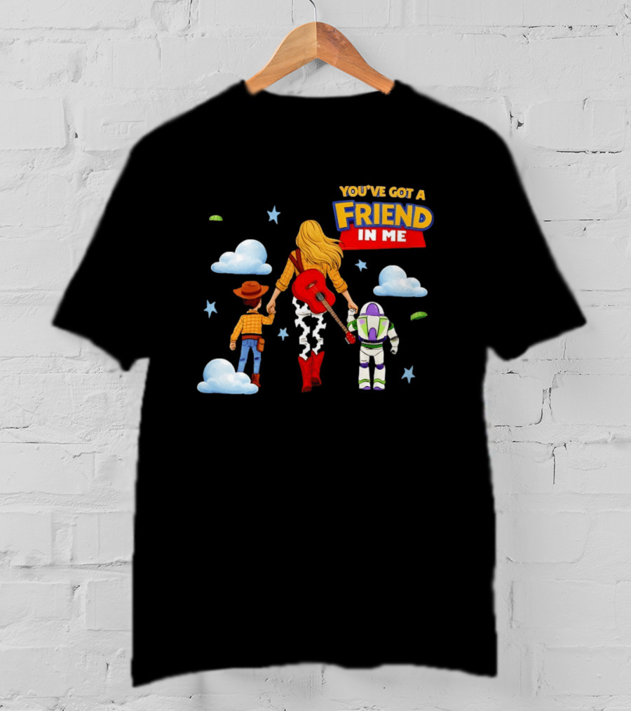You've Got A Friend In Me Woody Buzz Lightyear Woman Walking With Clouds T-Shirt