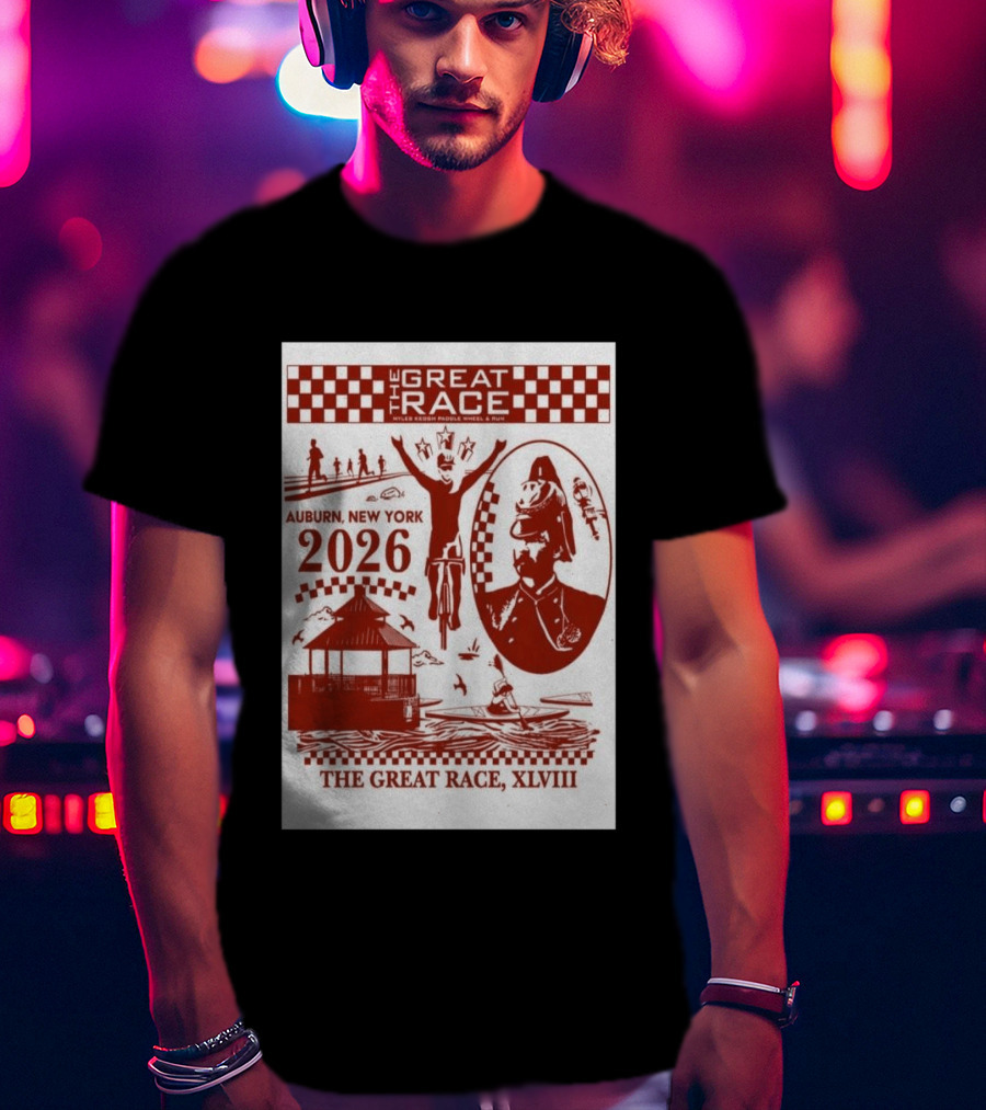 The Great Race Auburn New York 2026 XLVIII Miles Keuka Paddle Wheel Run T-Shirt