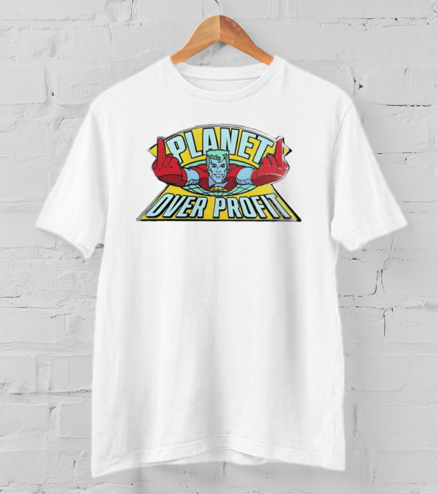 Captain Planet Enamel Pin Planet Over Profit Vintage Cartoon Hero Earth áticos T-Shirt