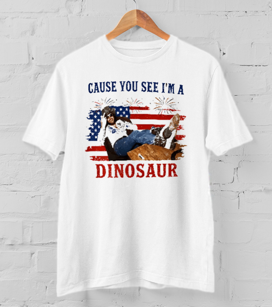 Cause You See I'm A Dinosaur Hank Williams Jr Country Music Western Patriotic 4th Of July Cowboy T-Shirt