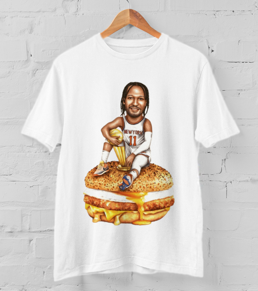 Jalen Brunson New York Knicks Basketball Trophy Egg And Cheese Sandwich T-Shirt