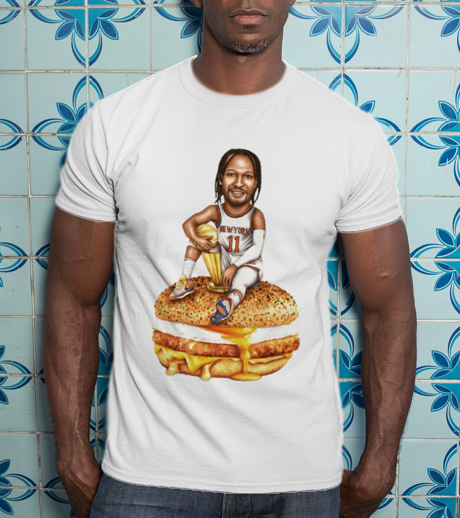 Jalen Brunson New York Knicks Basketball Trophy Egg And Cheese Sandwich T-Shirt