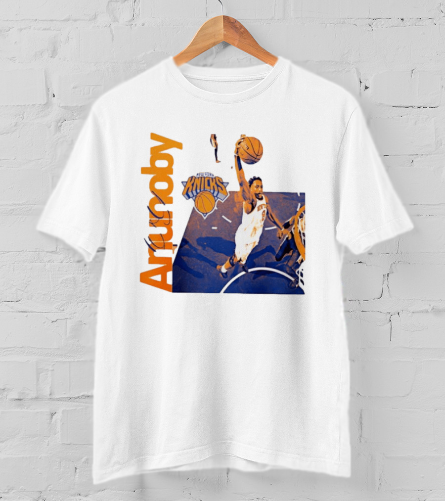 New York Knicks OG Anunoby Player Hype Dunking Action Scene T-Shirt