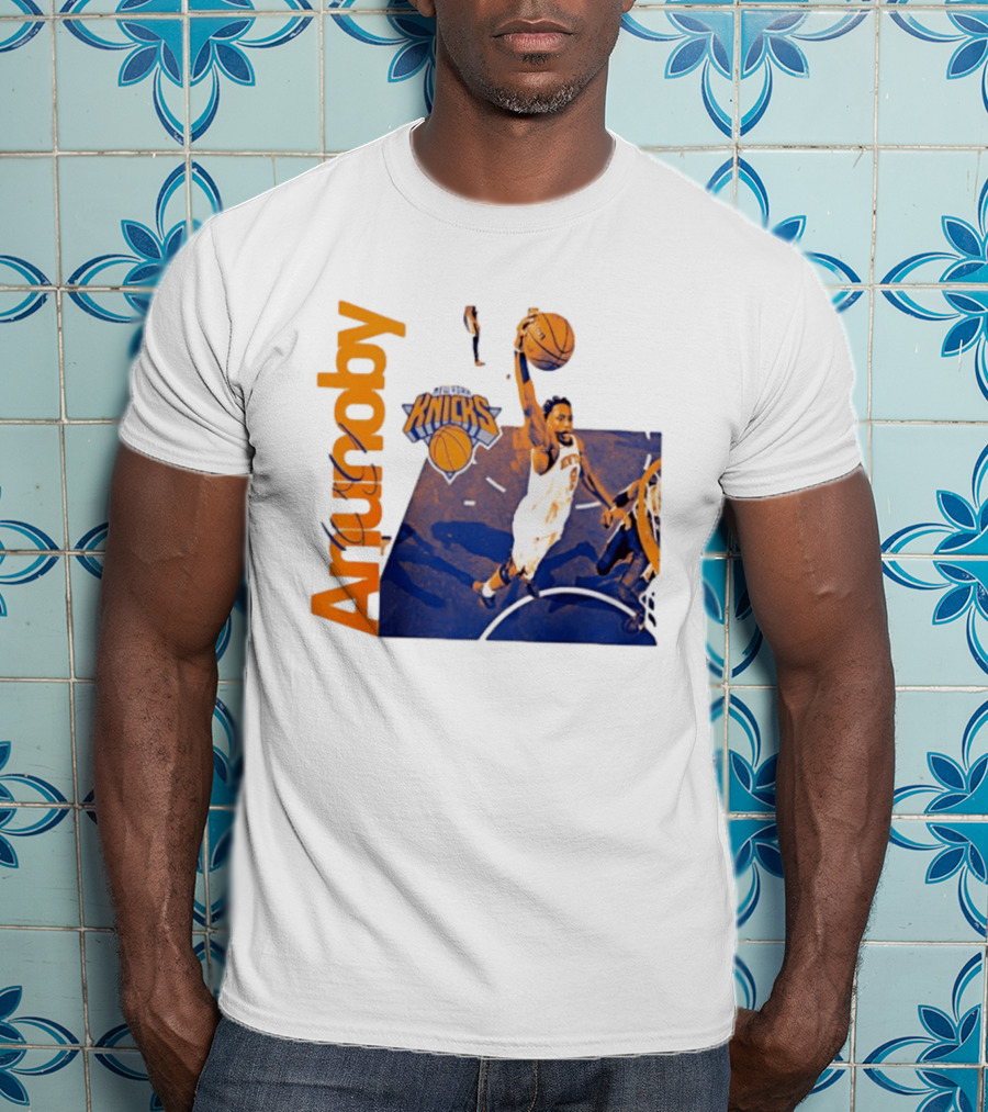 New York Knicks OG Anunoby Player Hype Dunking Action Scene T-Shirt