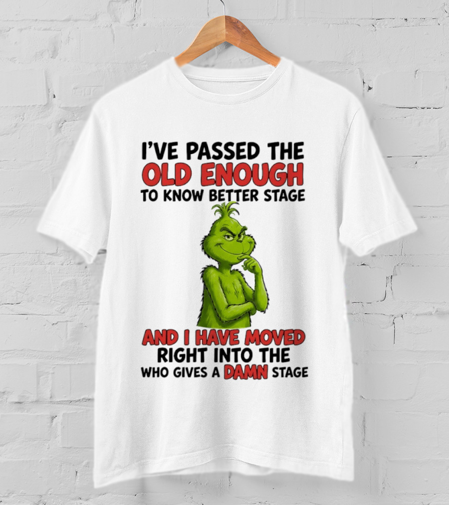 I've Passed The Old Enough To Know Better Stage And I Have Moved Right Into The Who Gives A Damn Stage Grinch T-Shirt