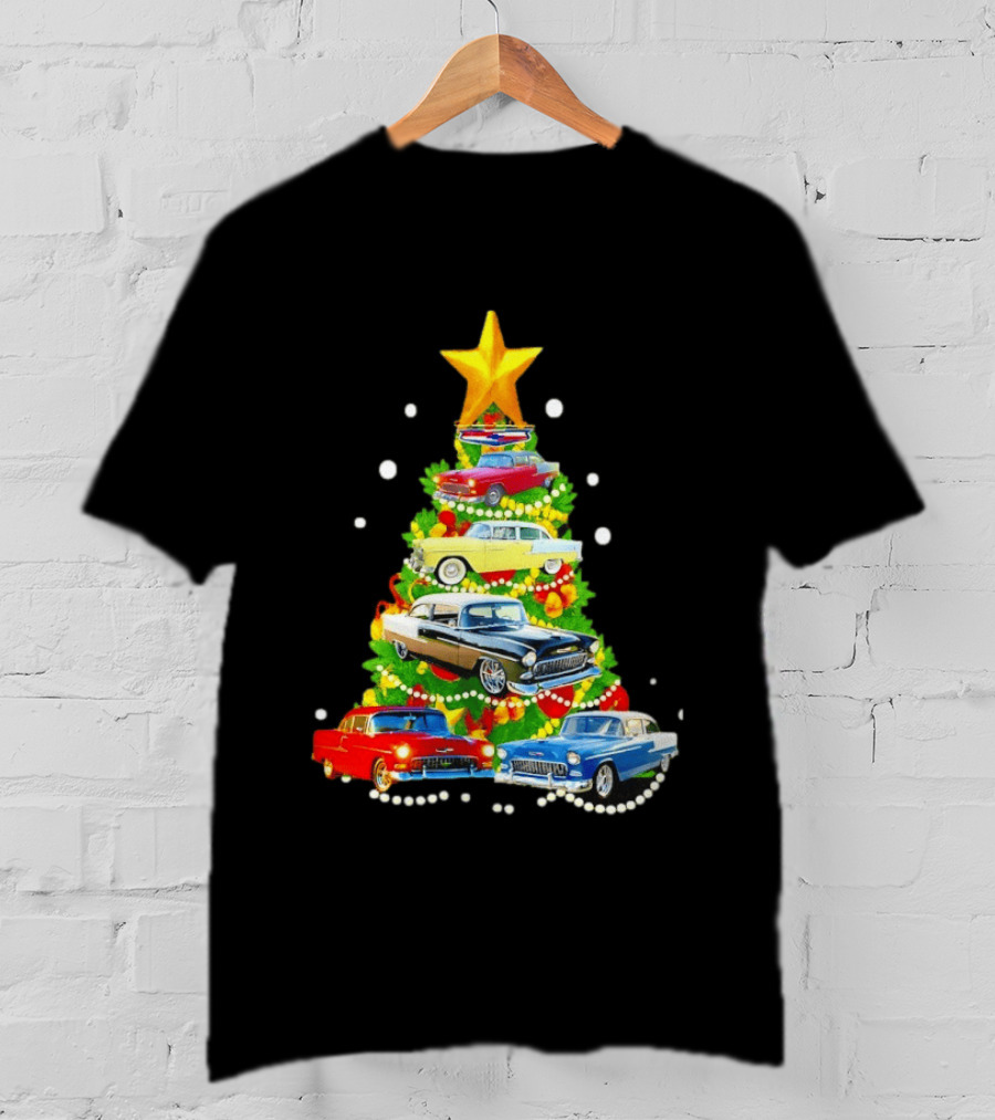 1955 Chevy Christmas Tree Holiday Vintage Car Enthusiasts T-Shirt