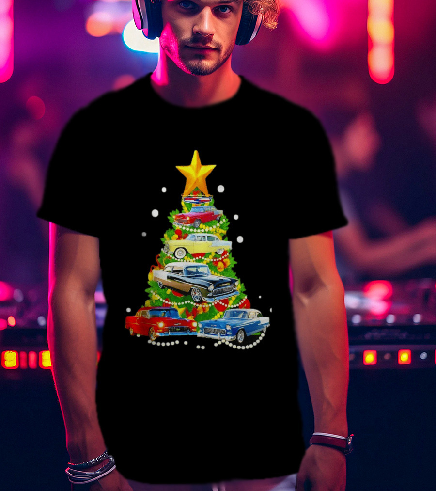 1955 Chevy Christmas Tree Holiday Vintage Car Enthusiasts T-Shirt