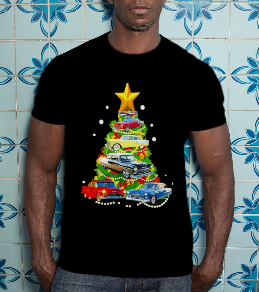 1955 Chevy Christmas Tree Holiday Vintage Car Enthusiasts T-Shirt