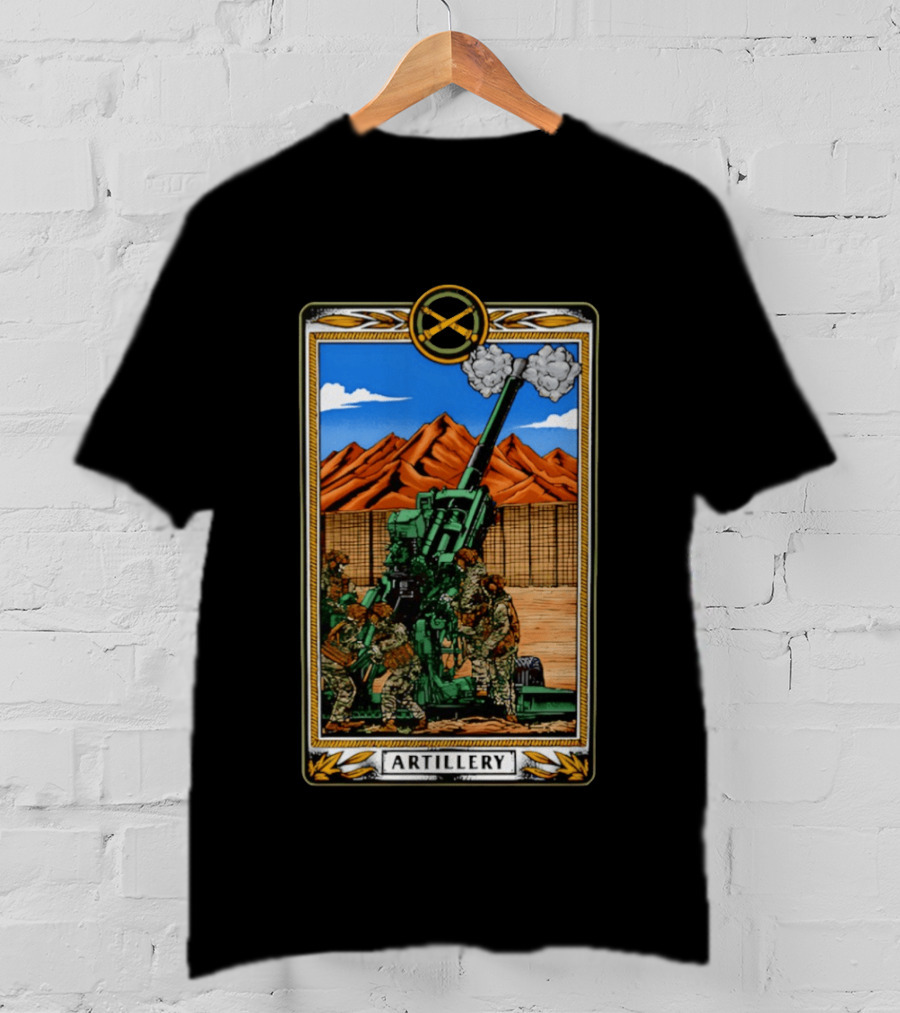 Artillery Cannon With Soldiers In Action Military Tableau T-Shirt