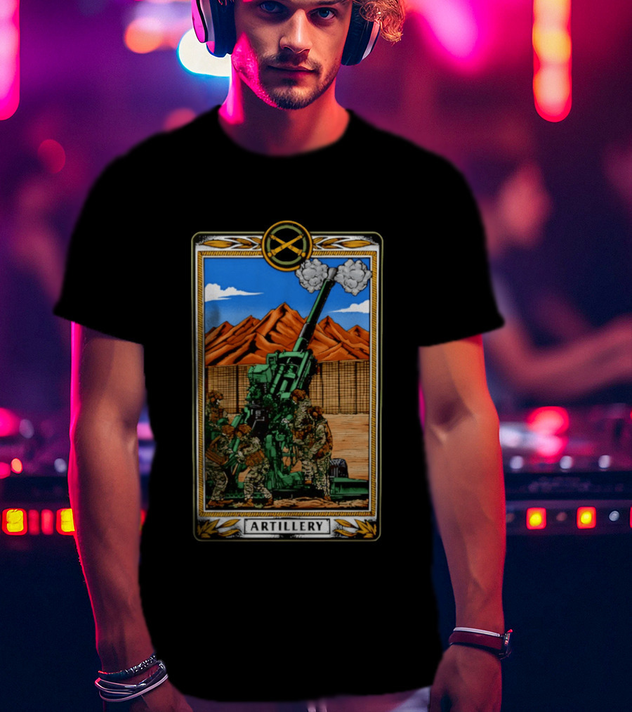 Artillery Cannon With Soldiers In Action Military Tableau T-Shirt
