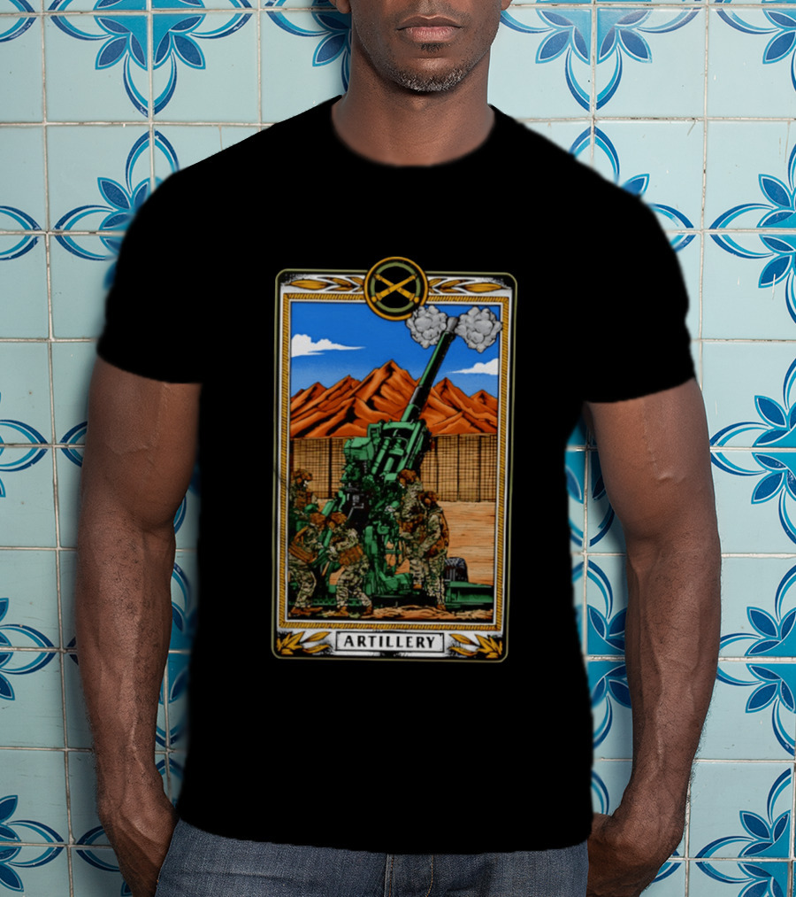 Artillery Cannon With Soldiers In Action Military Tableau T-Shirt