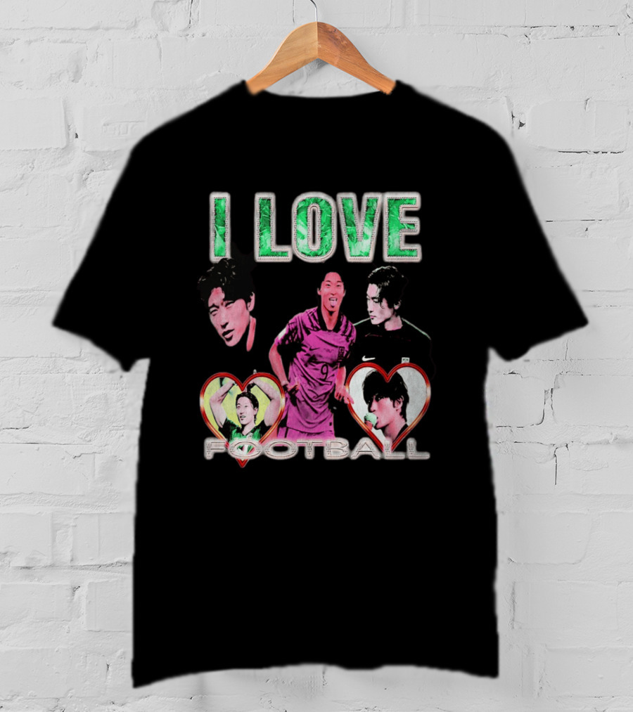 I Love Football Cho Gue Sung South Korea National Team Soccer Fan Collage T-Shirt