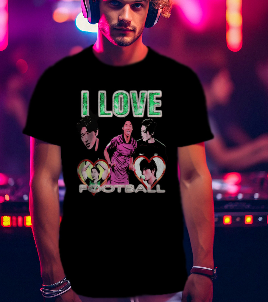 I Love Football Cho Gue Sung South Korea National Team Soccer Fan Collage T-Shirt