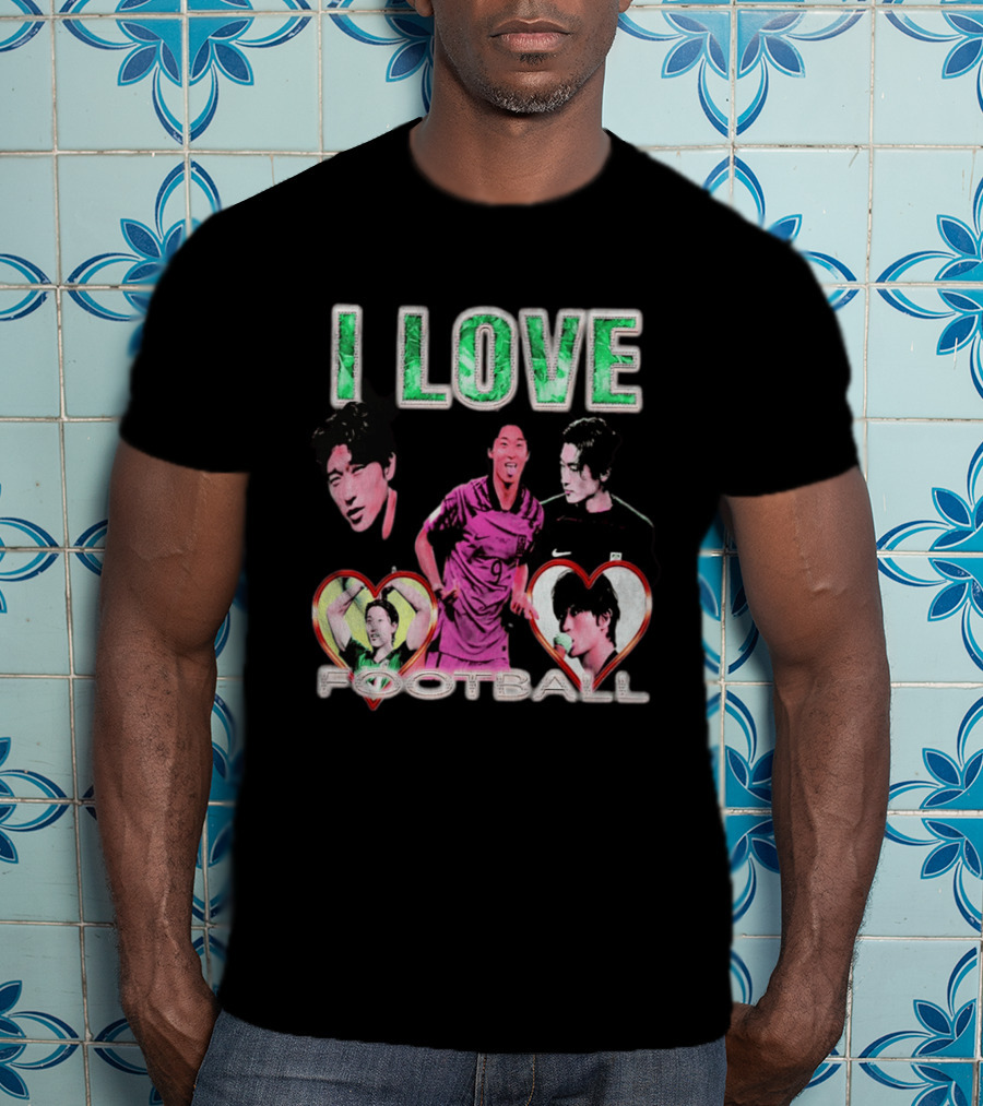 I Love Football Cho Gue Sung South Korea National Team Soccer Fan Collage T-Shirt