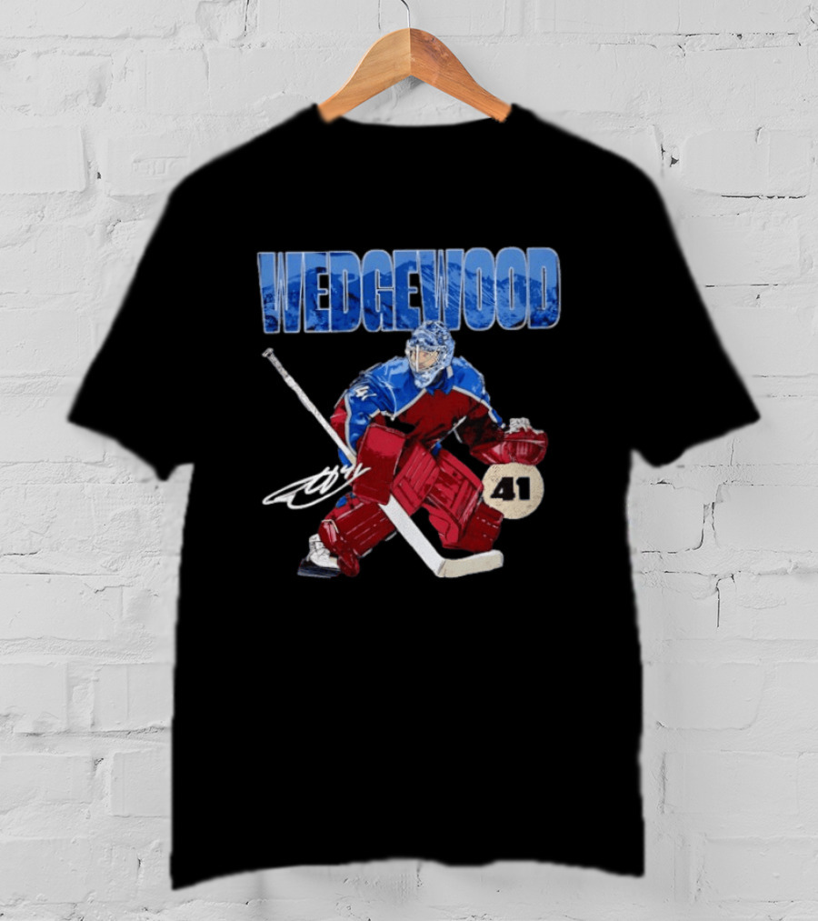 Scott Wedgewood 41 Hockey Goalie Action Colorado Mountains T-Shirt