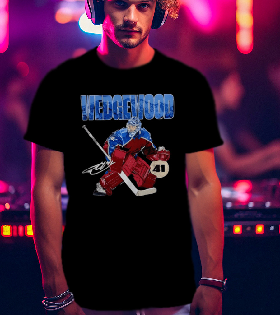 Scott Wedgewood 41 Hockey Goalie Action Colorado Mountains T-Shirt
