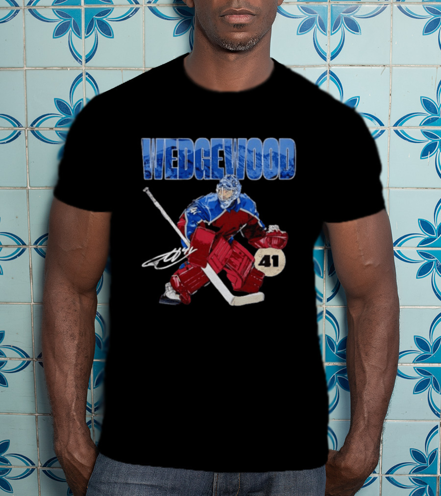 Scott Wedgewood 41 Hockey Goalie Action Colorado Mountains T-Shirt