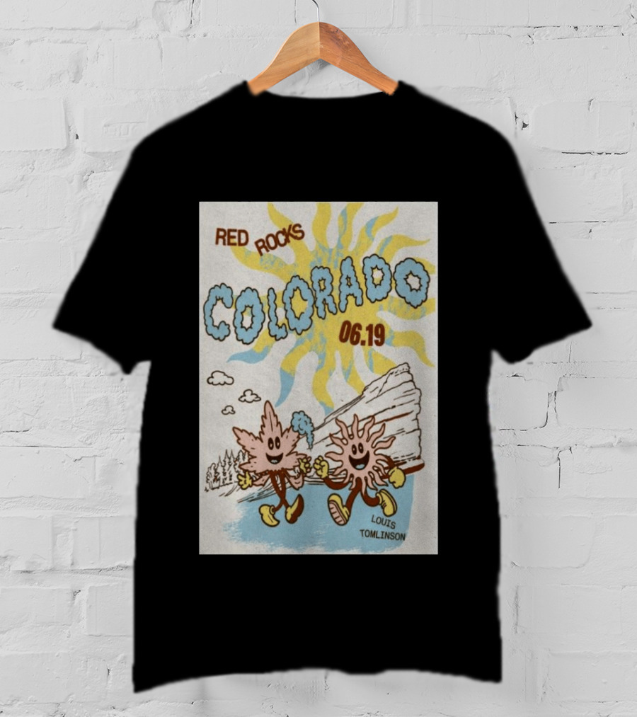 Red Rocks Colorado June 19 Louis Tomlinson Rockies Sun And Leaf Characters T-Shirt