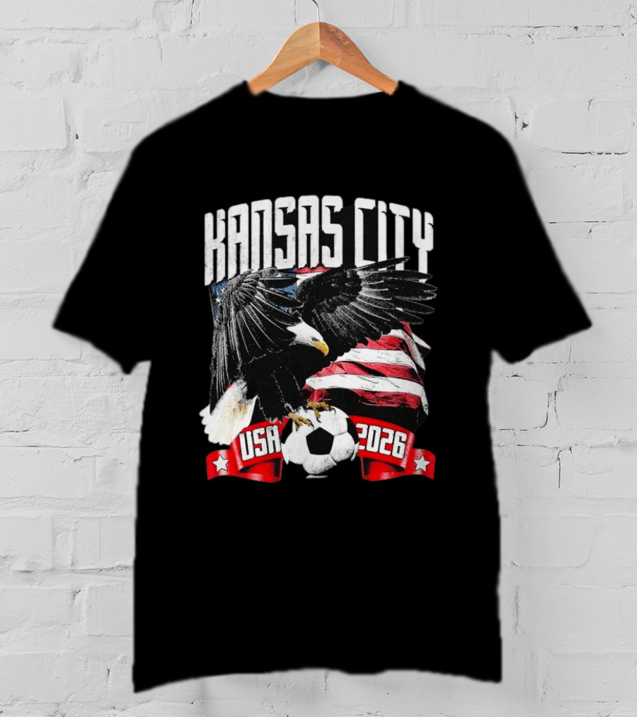 Kansas City USA 2026 Bald Eagle American Flag Soccer Ball T-Shirt