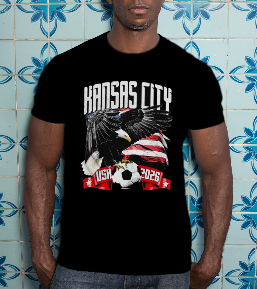 Kansas City USA 2026 Bald Eagle American Flag Soccer Ball T-Shirt