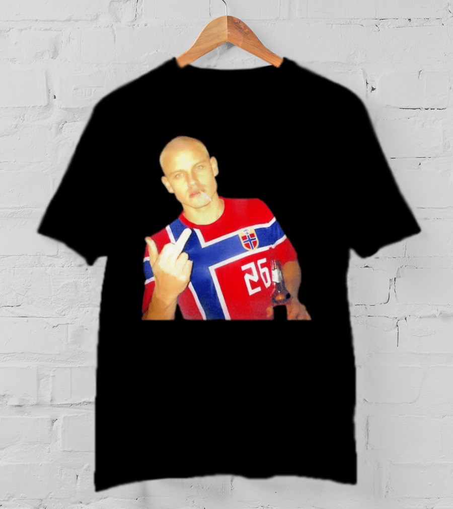 Erling Haaland Norway National Football Team 26 Middle Finger Gesture Jersey T-Shirt