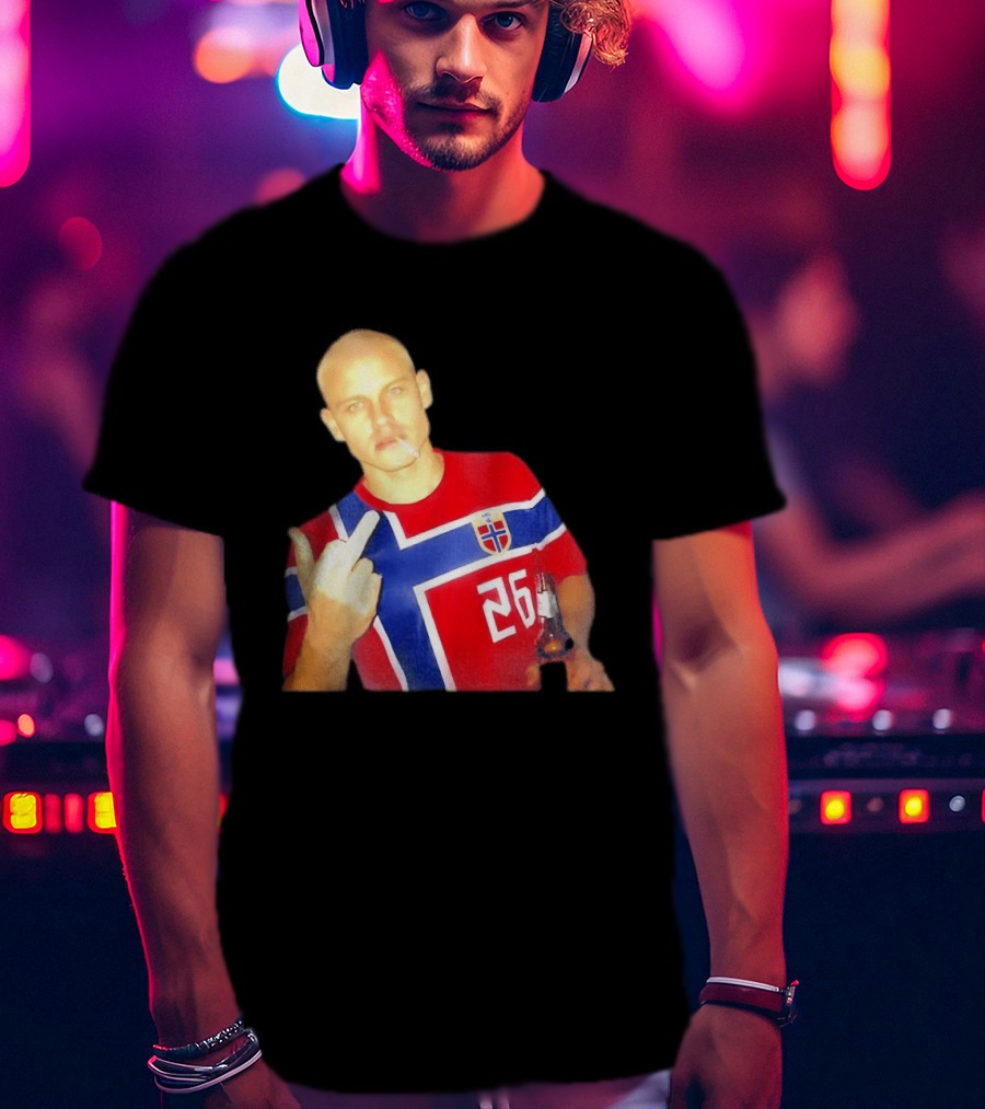 Erling Haaland Norway National Football Team 26 Middle Finger Gesture Jersey T-Shirt