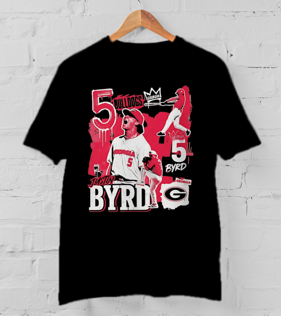 Georgia Bulldogs Justin Byrd 5 Baseball Champion Fan Gear T-Shirt
