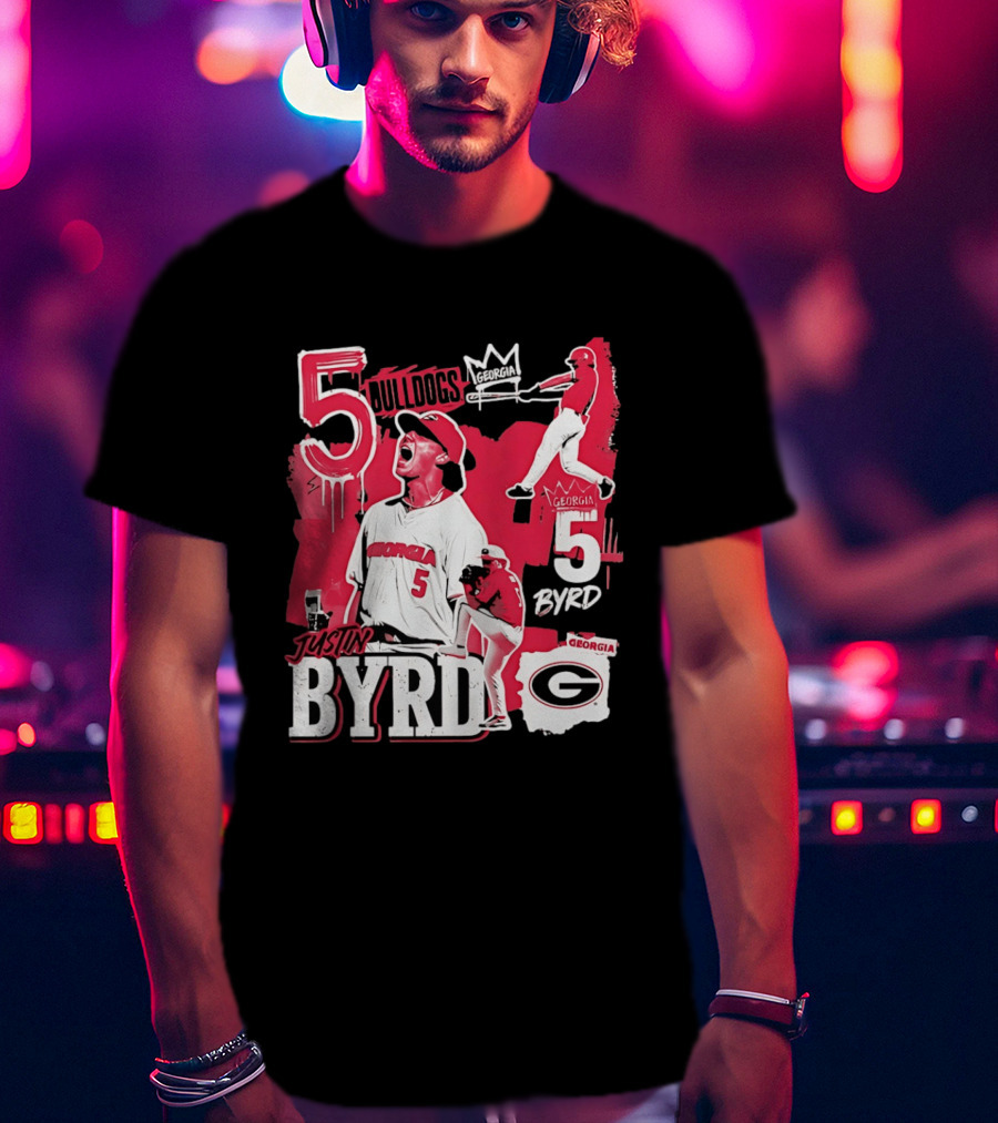 Georgia Bulldogs Justin Byrd 5 Baseball Champion Fan Gear T-Shirt