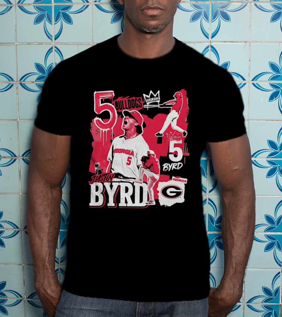 Georgia Bulldogs Justin Byrd 5 Baseball Champion Fan Gear T-Shirt