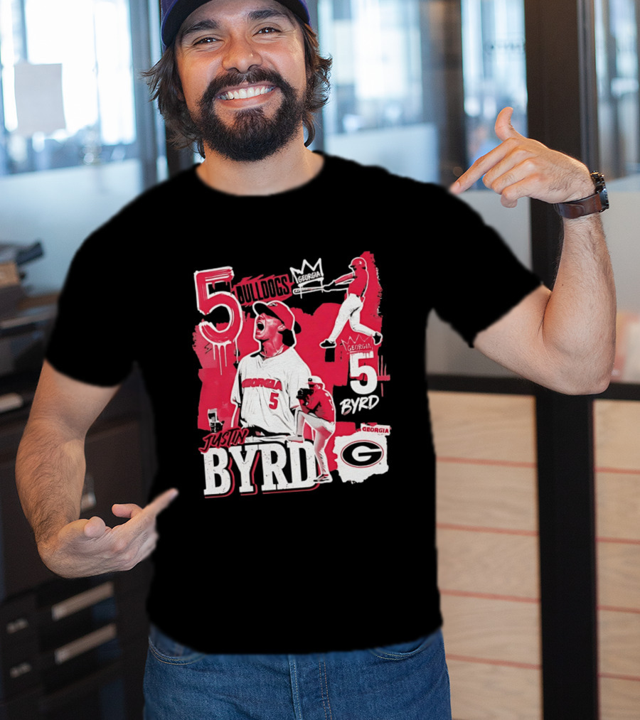 Georgia Bulldogs Justin Byrd 5 Baseball Champion Fan Gear T-Shirt