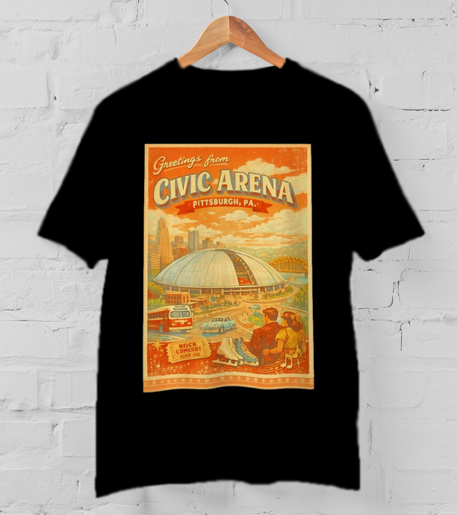 Greetings From Civic Arena Pittsburgh PA Rock Concert Admit One T-Shirt