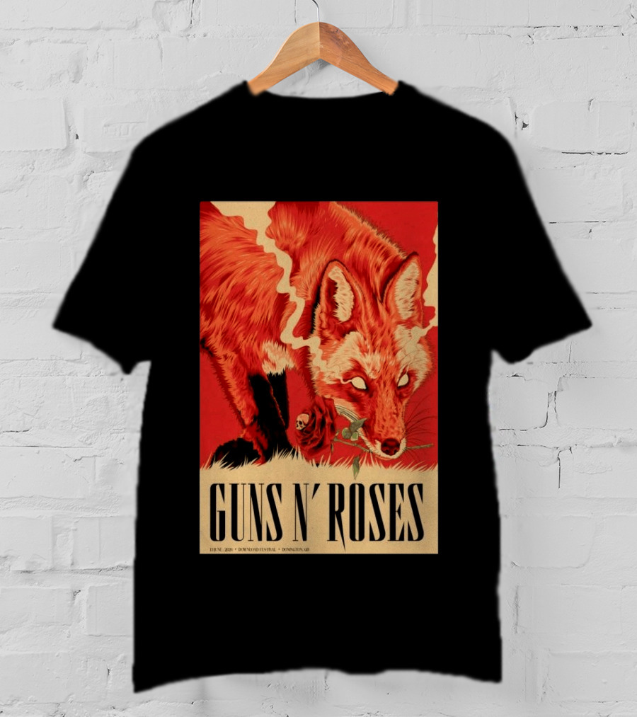 Guns N' Roses Fox With Rose Download Festival June 13 2026 Donington Park Castle Donington Leicestershire T-Shirt
