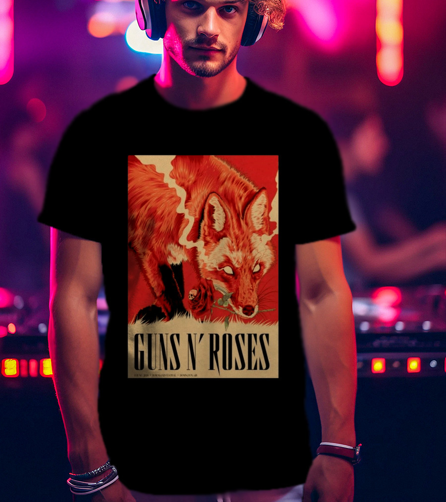 Guns N' Roses Fox With Rose Download Festival June 13 2026 Donington Park Castle Donington Leicestershire T-Shirt