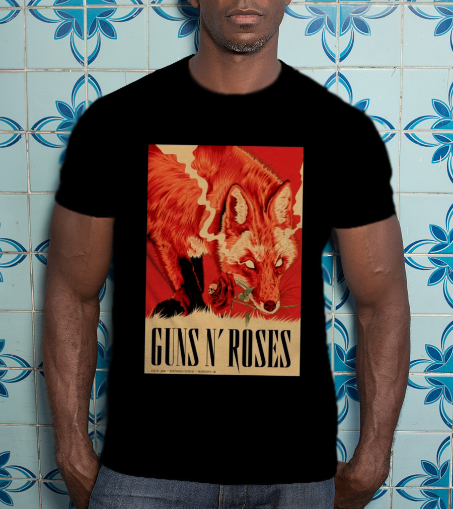 Guns N' Roses Fox With Rose Download Festival June 13 2026 Donington Park Castle Donington Leicestershire T-Shirt