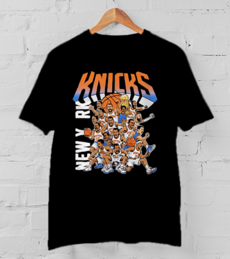New York Knicks Comic Style Team Collage Basketball Players T-Shirt