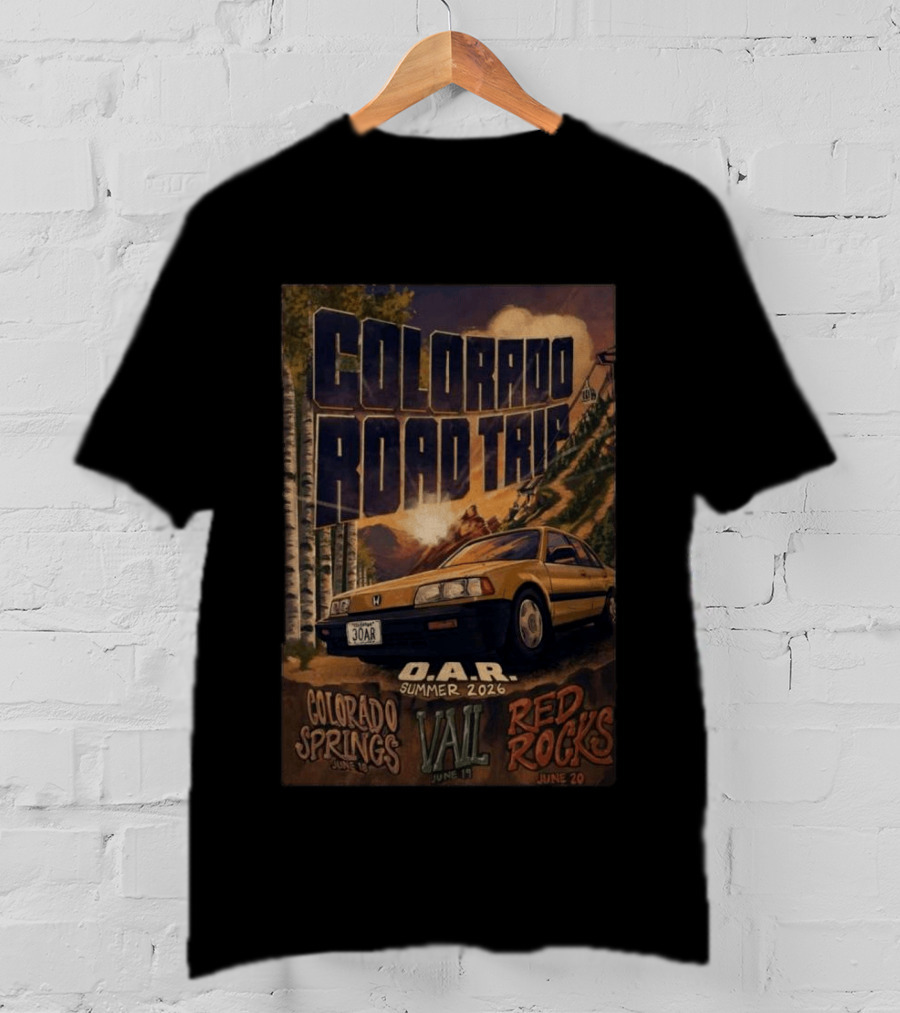 Colorado Road Trip O.A.R Summer 2026 Tour Colorado Springs Vail Red Rocks June 19 20 T-Shirt