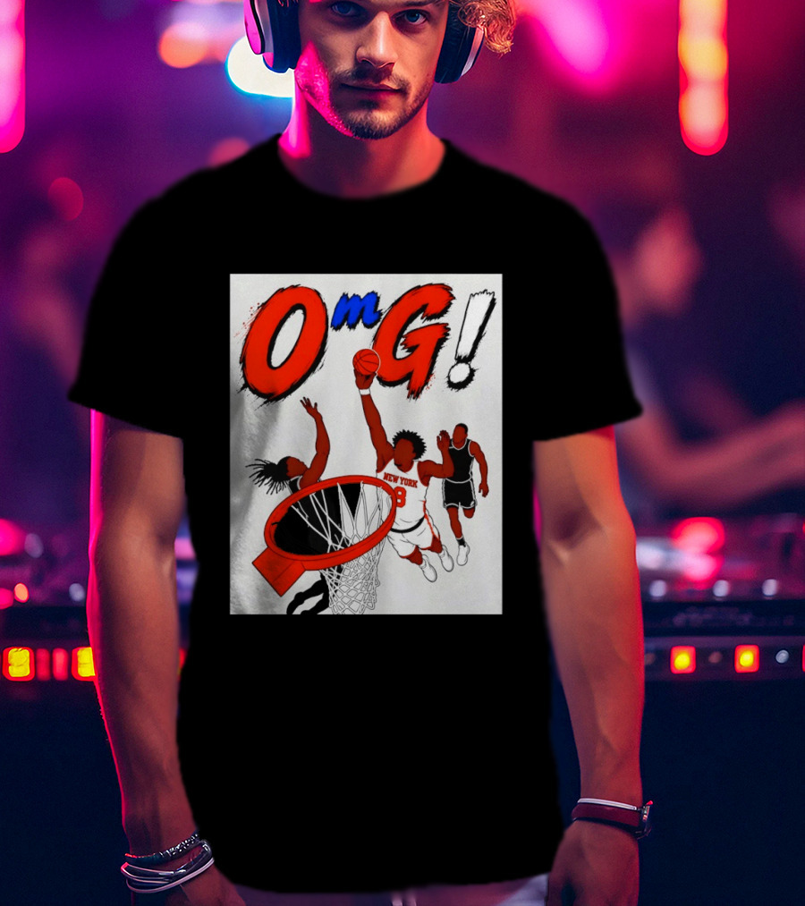 OMG OG Anunoby New York Knicks Dunking NBA 2026 Cartoon T-Shirt