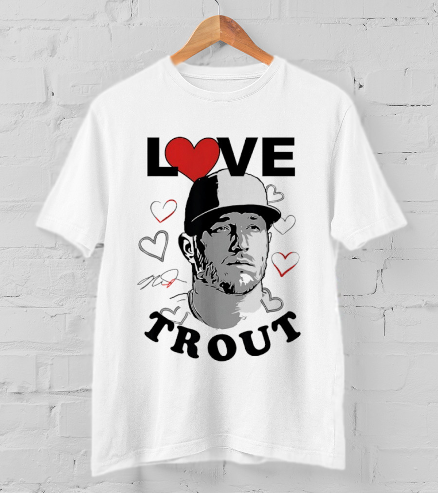 Love Mike Trout Los Angeles Angels Heart Baseball Player T-Shirt