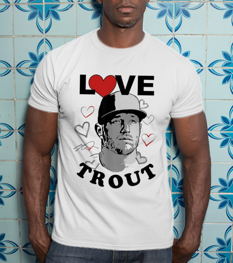 Love Mike Trout Los Angeles Angels Heart Baseball Player T-Shirt