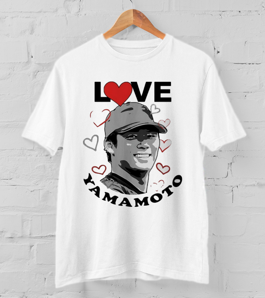Love Yoshinobu Yamamoto Heart Baseball Fan T-Shirt