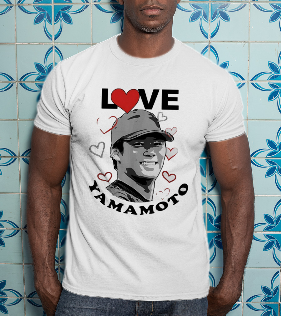 Love Yoshinobu Yamamoto Heart Baseball Fan T-Shirt