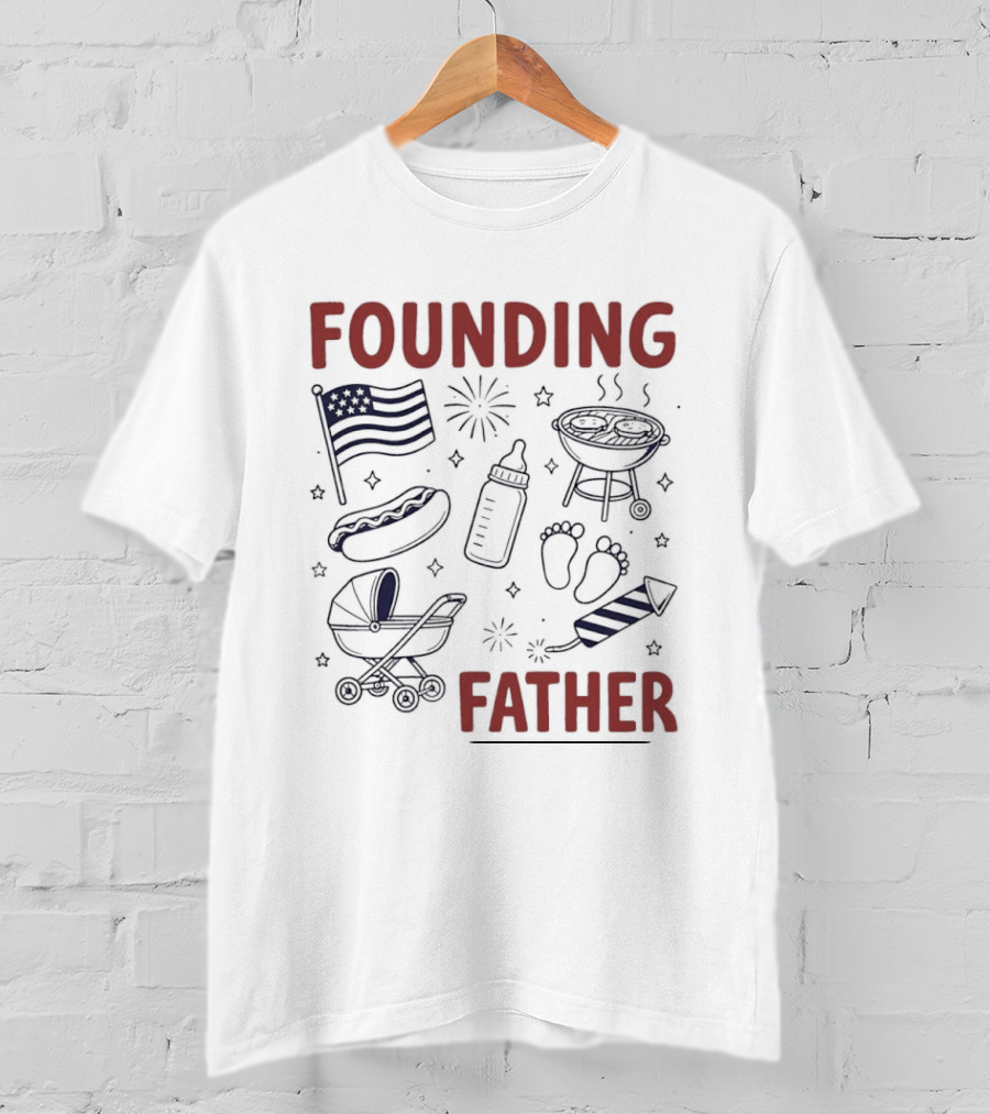 Founding Father USA Flag BBQ Firework Baby 4th Of July T-Shirt