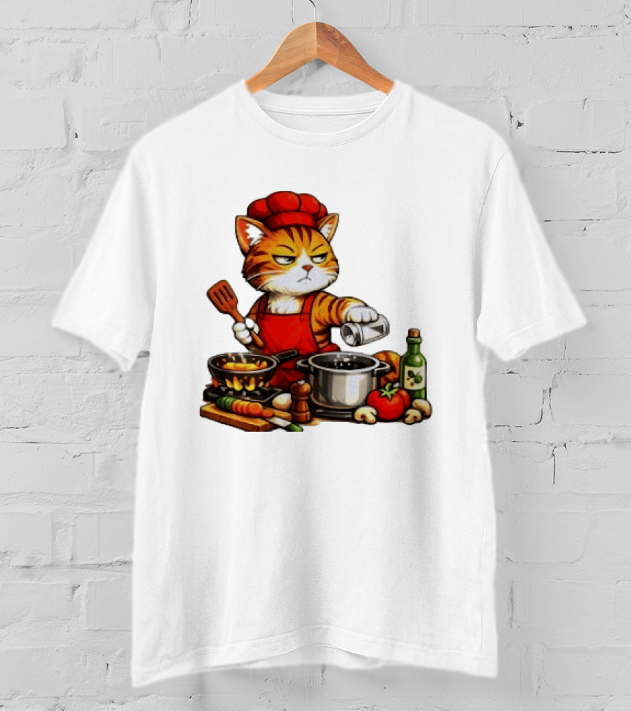 I Cook Better When You're Not Ing Cat Chef Cooking Scene T-Shirt