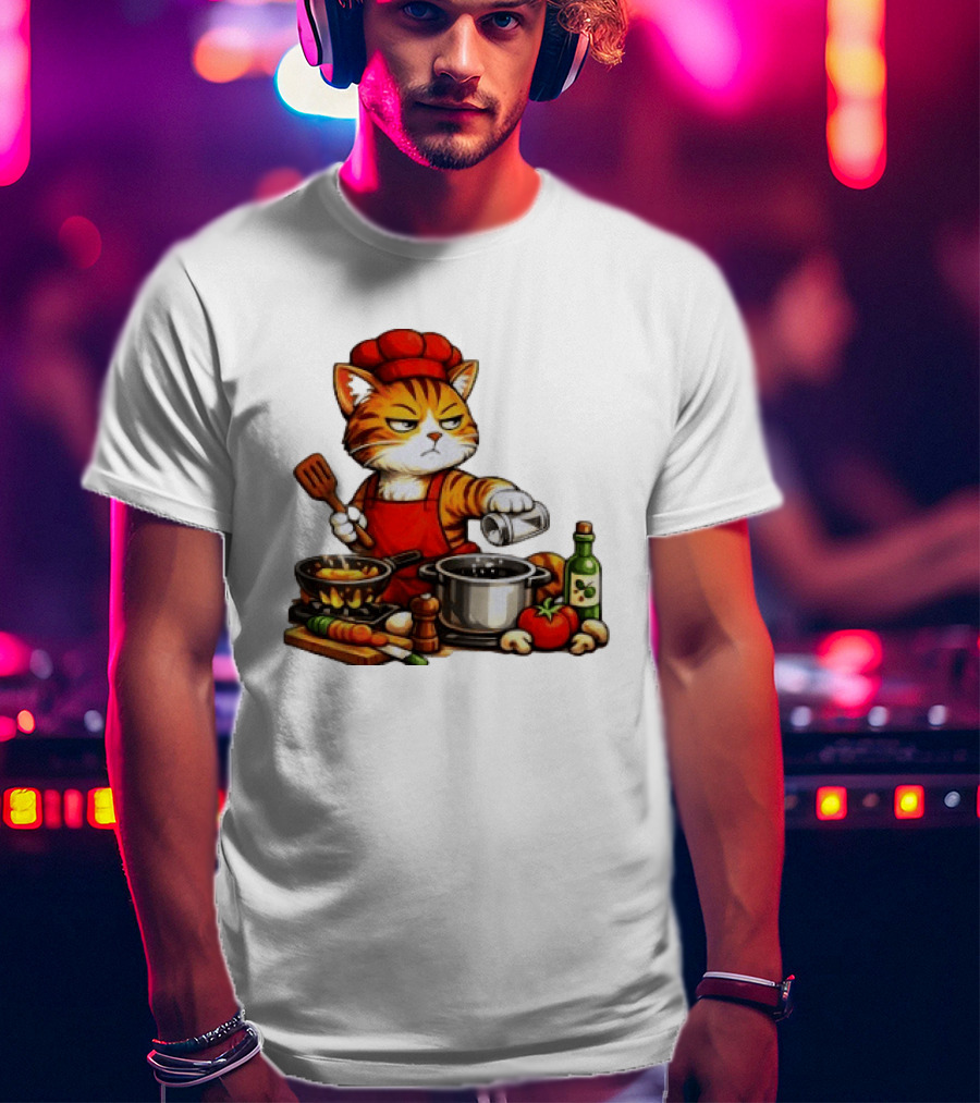 I Cook Better When You're Not Ing Cat Chef Cooking Scene T-Shirt