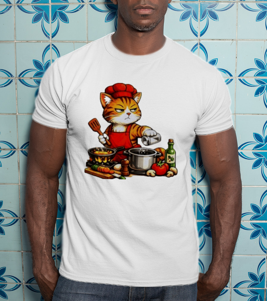 I Cook Better When You're Not Ing Cat Chef Cooking Scene T-Shirt