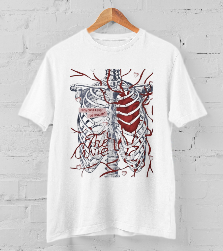 Olivia Rodrigo The Cure Why Can't I Ever Be Enough Skeleton Ribs Heart T-Shirt
