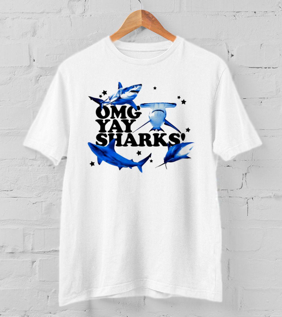 OMG Yay Sharks Ocean Life Marine Biology With Blue Shark Images T-Shirt